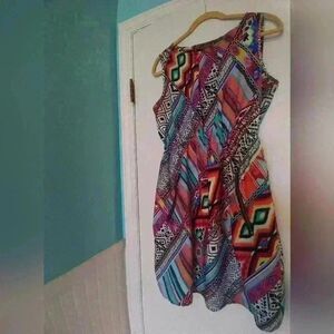 Speed Control Bright Aztec Dress with Zipper Pockets, Size Medium